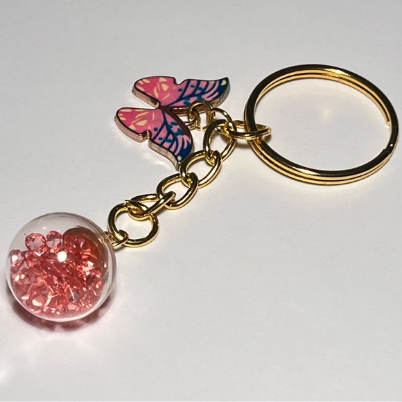 Glass Ball Crystal Keychain with Butterfly Charm - Picture 3 of 4